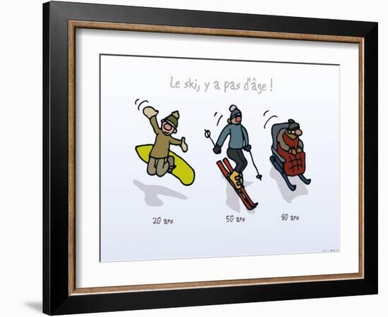 Touchouss - Le ski, il n'y a pas d'âge-Sylvain Bichicchi-Framed Art Print