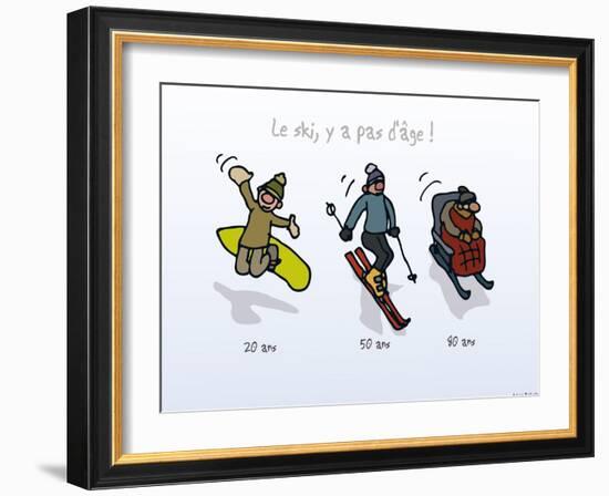 Touchouss - Le ski, il n'y a pas d'âge-Sylvain Bichicchi-Framed Art Print