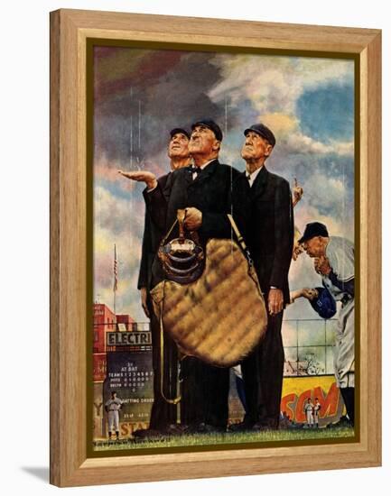 Tough Call - Bottom of the Sixth (Three Umpires), April 23, 1949-Norman Rockwell-Framed Premier Image Canvas