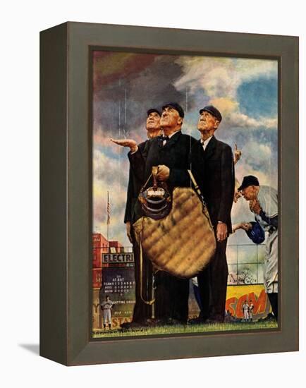 Tough Call - Bottom of the Sixth (Three Umpires), April 23, 1949-Norman Rockwell-Framed Premier Image Canvas