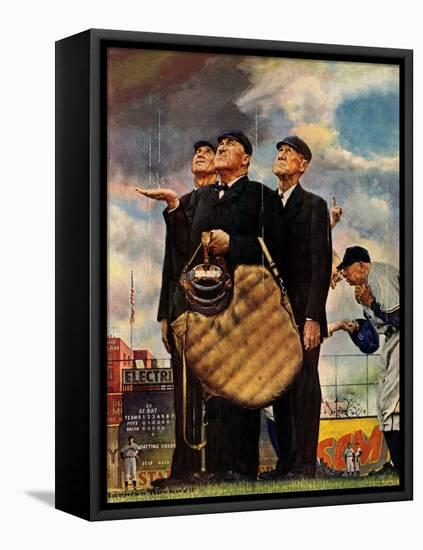 Tough Call - Bottom of the Sixth (Three Umpires), April 23, 1949-Norman Rockwell-Framed Premier Image Canvas