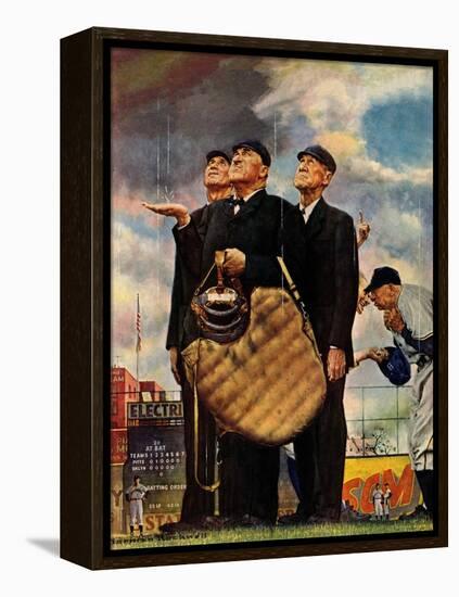 Tough Call - Bottom of the Sixth (Three Umpires), April 23, 1949-Norman Rockwell-Framed Premier Image Canvas