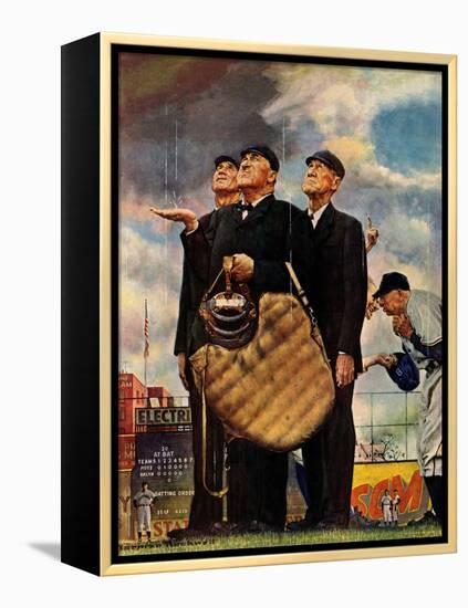 Tough Call - Bottom of the Sixth (Three Umpires), April 23, 1949-Norman Rockwell-Framed Premier Image Canvas