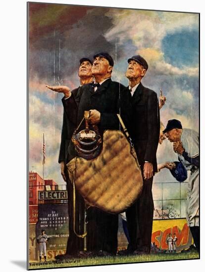 Tough Call - Bottom of the Sixth (Three Umpires), April 23, 1949-Norman Rockwell-Mounted Giclee Print