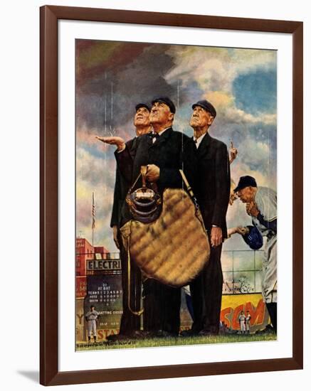 Tough Call - Bottom of the Sixth (Three Umpires), April 23, 1949-Norman Rockwell-Framed Giclee Print