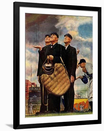 Tough Call - Bottom of the Sixth (Three Umpires), April 23, 1949-Norman Rockwell-Framed Giclee Print