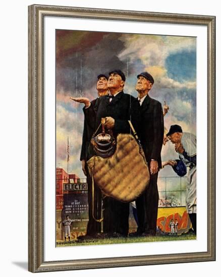 Tough Call - Bottom of the Sixth (Three Umpires), April 23, 1949-Norman Rockwell-Framed Giclee Print