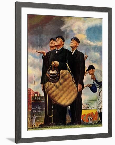 Tough Call - Bottom of the Sixth (Three Umpires), April 23, 1949-Norman Rockwell-Framed Giclee Print