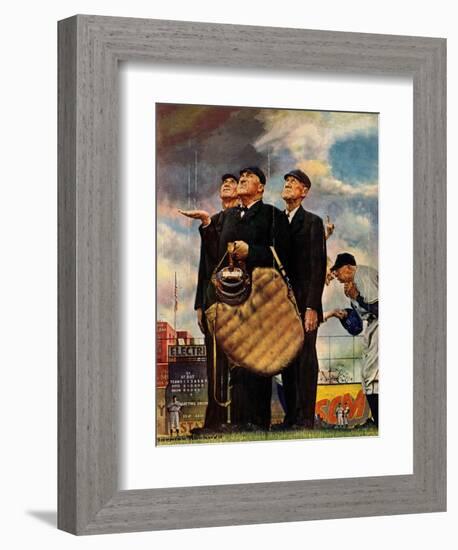 Tough Call - Bottom of the Sixth (Three Umpires), April 23, 1949-Norman Rockwell-Framed Giclee Print