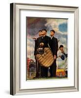 Tough Call - Bottom of the Sixth (Three Umpires), April 23, 1949-Norman Rockwell-Framed Giclee Print