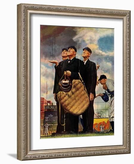 Tough Call - Bottom of the Sixth (Three Umpires), April 23, 1949-Norman Rockwell-Framed Giclee Print