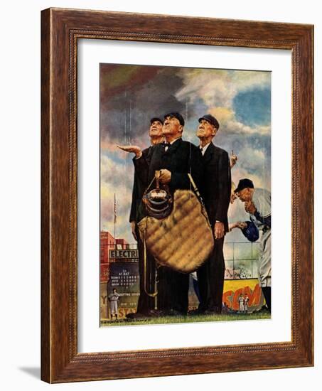 Tough Call - Bottom of the Sixth (Three Umpires), April 23, 1949-Norman Rockwell-Framed Giclee Print