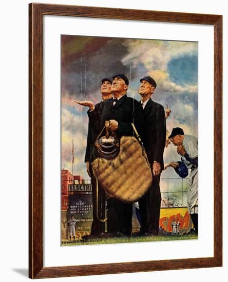 Tough Call - Bottom of the Sixth (Three Umpires), April 23, 1949-Norman Rockwell-Framed Giclee Print