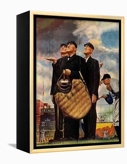 Tough Call - Bottom of the Sixth (Three Umpires), April 23, 1949-Norman Rockwell-Framed Premier Image Canvas