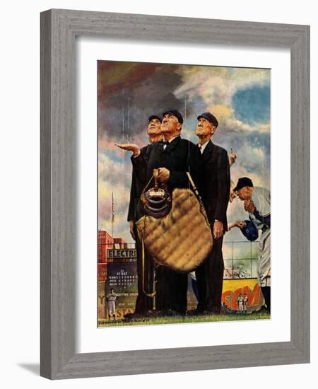 Tough Call - Bottom of the Sixth (Three Umpires), April 23, 1949-Norman Rockwell-Framed Giclee Print