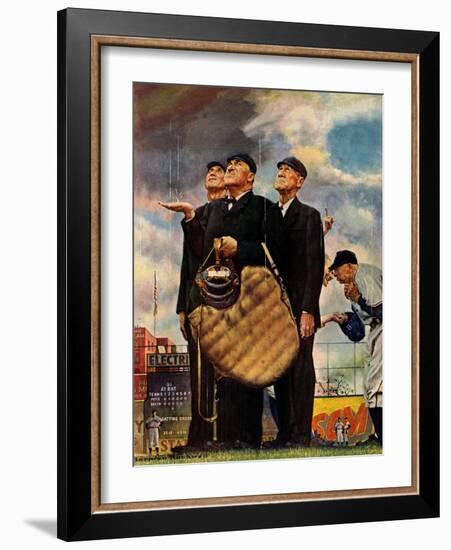 Tough Call - Bottom of the Sixth (Three Umpires), April 23, 1949-Norman Rockwell-Framed Giclee Print