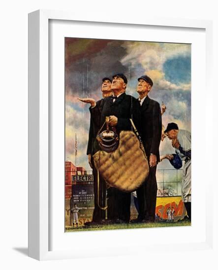 Tough Call - Bottom of the Sixth (Three Umpires), April 23, 1949-Norman Rockwell-Framed Giclee Print