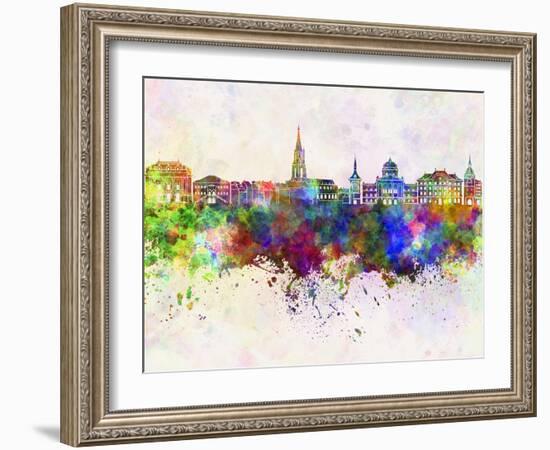 Toulouse Skyline in Watercolor Background-paulrommer-Framed Art Print