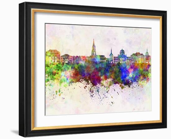 Toulouse Skyline in Watercolor Background-paulrommer-Framed Art Print