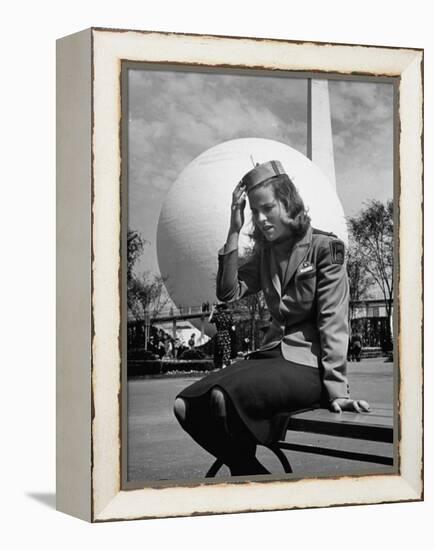 Tour Guide at the New York World's Fair, Taking a Rest after a Long Day's Work-David Scherman-Framed Premier Image Canvas