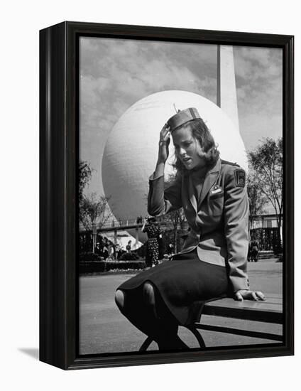 Tour Guide at the New York World's Fair, Taking a Rest after a Long Day's Work-David Scherman-Framed Premier Image Canvas