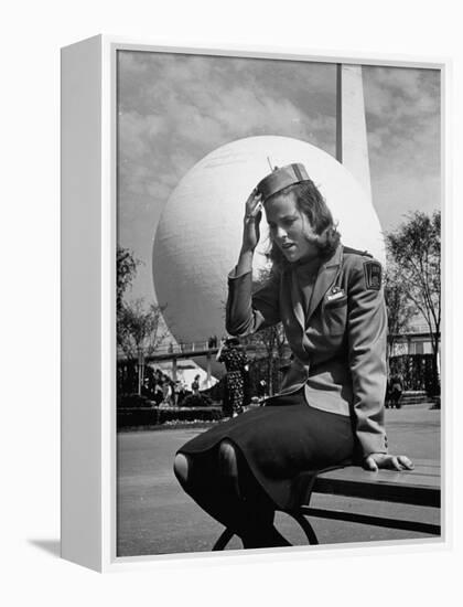 Tour Guide at the New York World's Fair, Taking a Rest after a Long Day's Work-David Scherman-Framed Premier Image Canvas