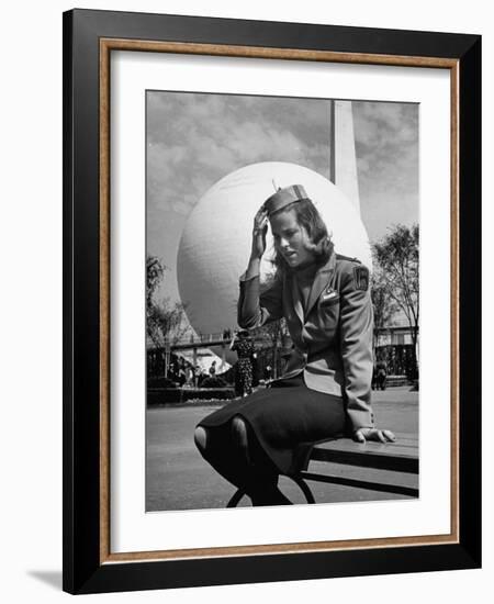 Tour Guide at the New York World's Fair, Taking a Rest after a Long Day's Work-David Scherman-Framed Photographic Print