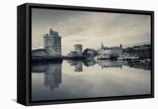 Tour St-Nicholas and Tour De La Chaine Towers at Dawn, Old Port, La Rochelle, Charente-Maritime-null-Framed Stretched Canvas