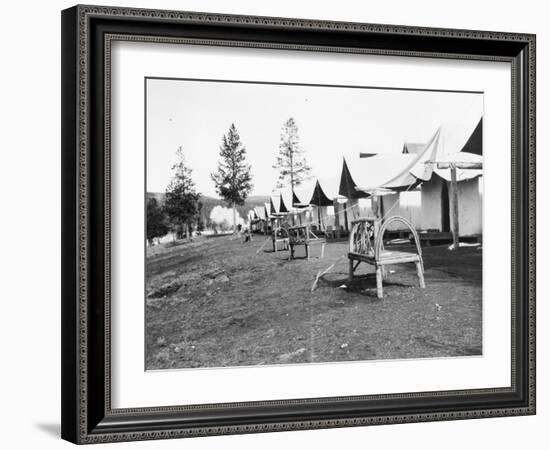 Tourist accommodations in upper Geyser Basin, Yellowstone Park, 1903-Frances Benjamin Johnston-Framed Photographic Print