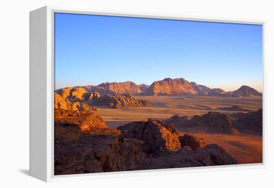 Tourist at Wadi Rum, Jordan, Middle East-Neil Farrin-Framed Premier Image Canvas