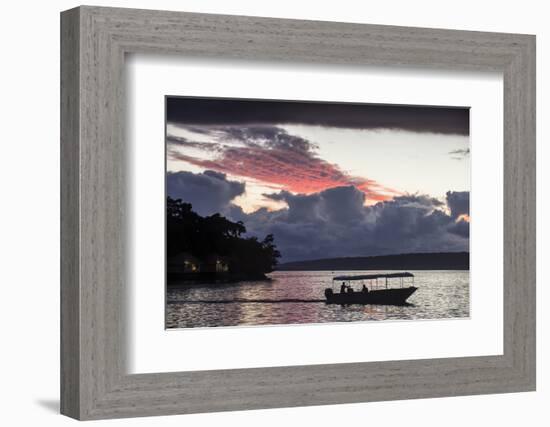 Tourist boat driving back home at sunset in Port Vila, Efate, Vanuatu, Pacific-Michael Runkel-Framed Photographic Print