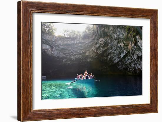 Tourist Boat on Melissani Lake, Kefalonia, Greece-Peter Thompson-Framed Photographic Print