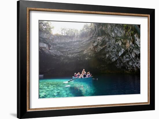 Tourist Boat on Melissani Lake, Kefalonia, Greece-Peter Thompson-Framed Photographic Print