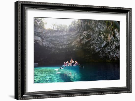 Tourist Boat on Melissani Lake, Kefalonia, Greece-Peter Thompson-Framed Photographic Print