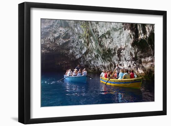 Tourist Boats, Melissani Lake, Kefalonia, Greece-Peter Thompson-Framed Photographic Print