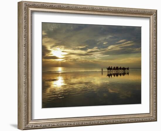 Tourist Camel Train on Cable Beach at Sunset, Broome, Kimberley Region, Western Australia-David Wall-Framed Photographic Print