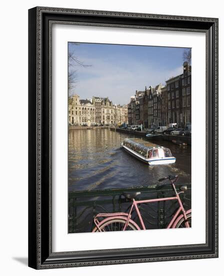 Tourist Canal Boat on the Herengracht Canal, Amsterdam, Netherlands, Europe-Amanda Hall-Framed Photographic Print