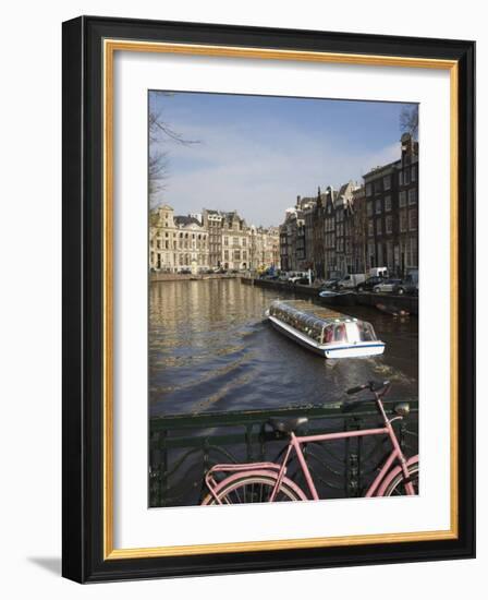Tourist Canal Boat on the Herengracht Canal, Amsterdam, Netherlands, Europe-Amanda Hall-Framed Photographic Print