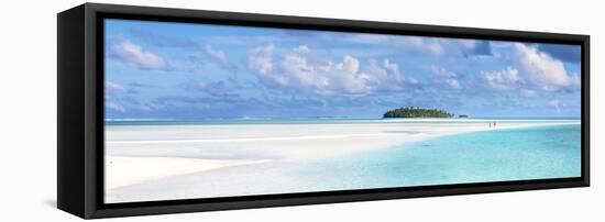 Tourist Couple on Sand Bar in Aitutaki Lagoon, Cook Islands-Matteo Colombo-Framed Premier Image Canvas