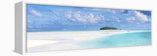 Tourist Couple on Sand Bar in Aitutaki Lagoon, Cook Islands-Matteo Colombo-Framed Premier Image Canvas