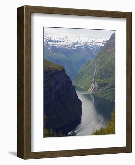 Tourist Cruise Ship on Geiranger Fjord, Western Fjords, Norway, Scandinavia, Europe-Christian Kober-Framed Photographic Print