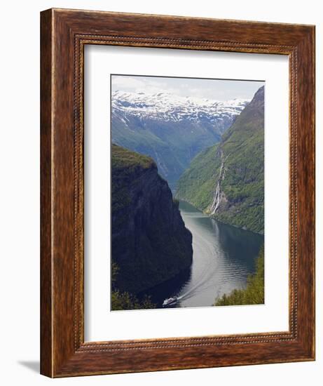 Tourist Cruise Ship on Geiranger Fjord, Western Fjords, Norway, Scandinavia, Europe-Christian Kober-Framed Photographic Print