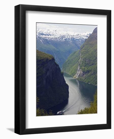 Tourist Cruise Ship on Geiranger Fjord, Western Fjords, Norway, Scandinavia, Europe-Christian Kober-Framed Photographic Print