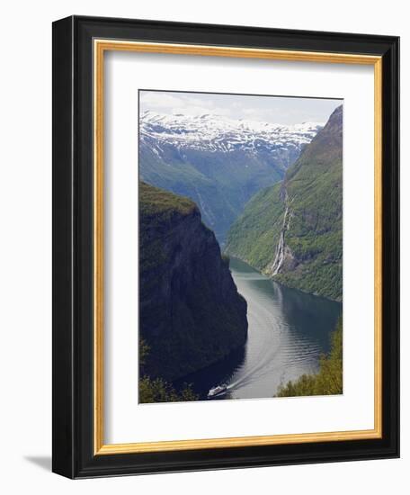 Tourist Cruise Ship on Geiranger Fjord, Western Fjords, Norway, Scandinavia, Europe-Christian Kober-Framed Photographic Print