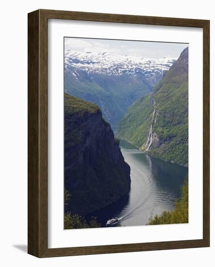 Tourist Cruise Ship on Geiranger Fjord, Western Fjords, Norway, Scandinavia, Europe-Christian Kober-Framed Photographic Print