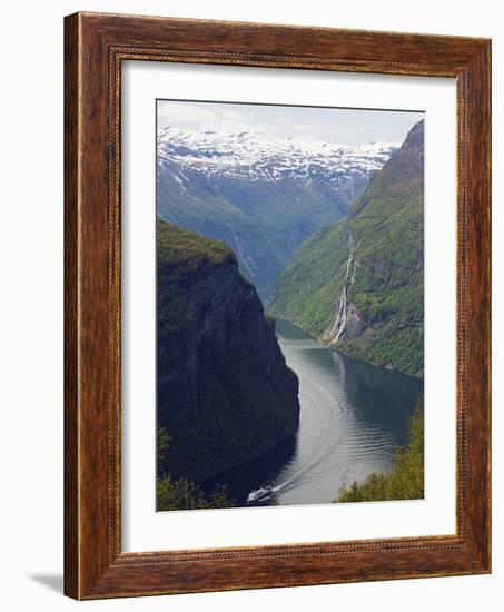 Tourist Cruise Ship on Geiranger Fjord, Western Fjords, Norway, Scandinavia, Europe-Christian Kober-Framed Photographic Print