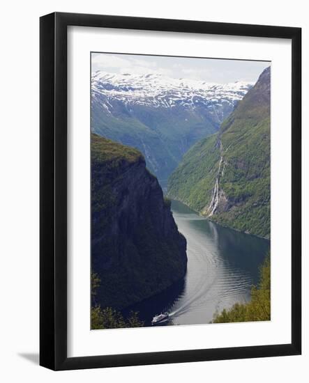 Tourist Cruise Ship on Geiranger Fjord, Western Fjords, Norway, Scandinavia, Europe-Christian Kober-Framed Photographic Print