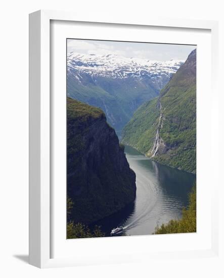 Tourist Cruise Ship on Geiranger Fjord, Western Fjords, Norway, Scandinavia, Europe-Christian Kober-Framed Photographic Print