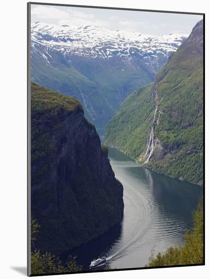 Tourist Cruise Ship on Geiranger Fjord, Western Fjords, Norway, Scandinavia, Europe-Christian Kober-Mounted Photographic Print