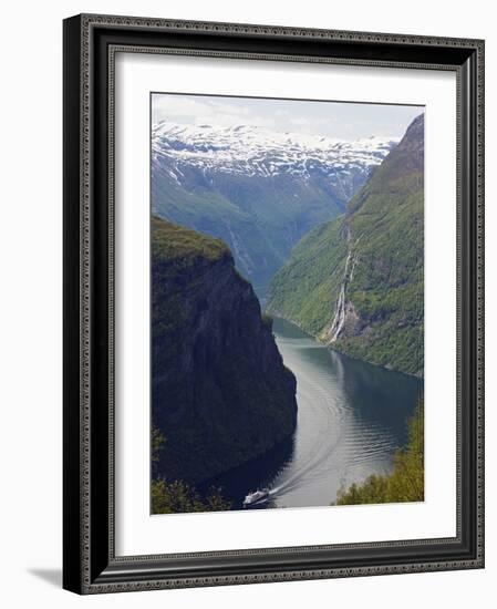 Tourist Cruise Ship on Geiranger Fjord, Western Fjords, Norway, Scandinavia, Europe-Christian Kober-Framed Photographic Print